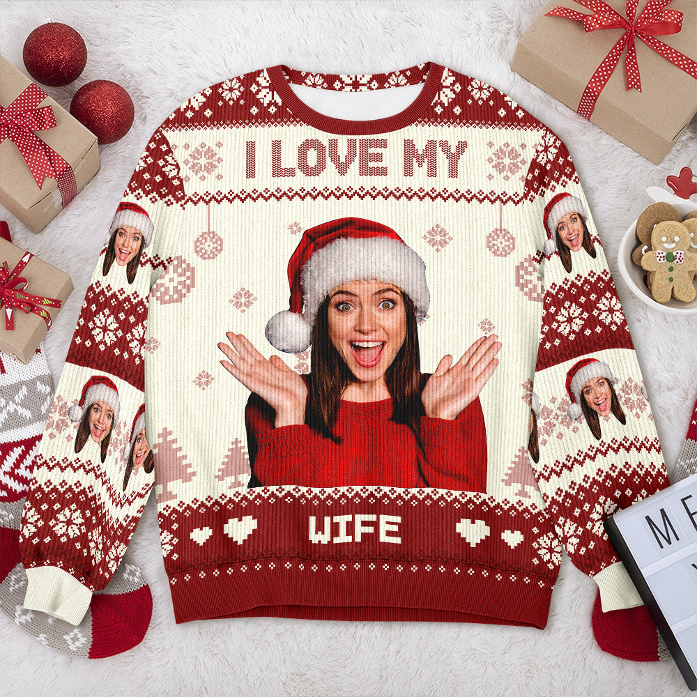 Custom Photo I Love My Wife/Husband Christmas Ugly Sweater TH10 896339
