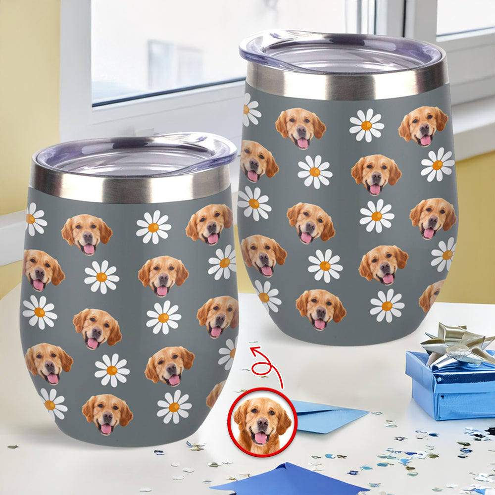 Custom Pet Photo With Icon Wine Tumbler For Dog And Cat Lovers TH10 894275