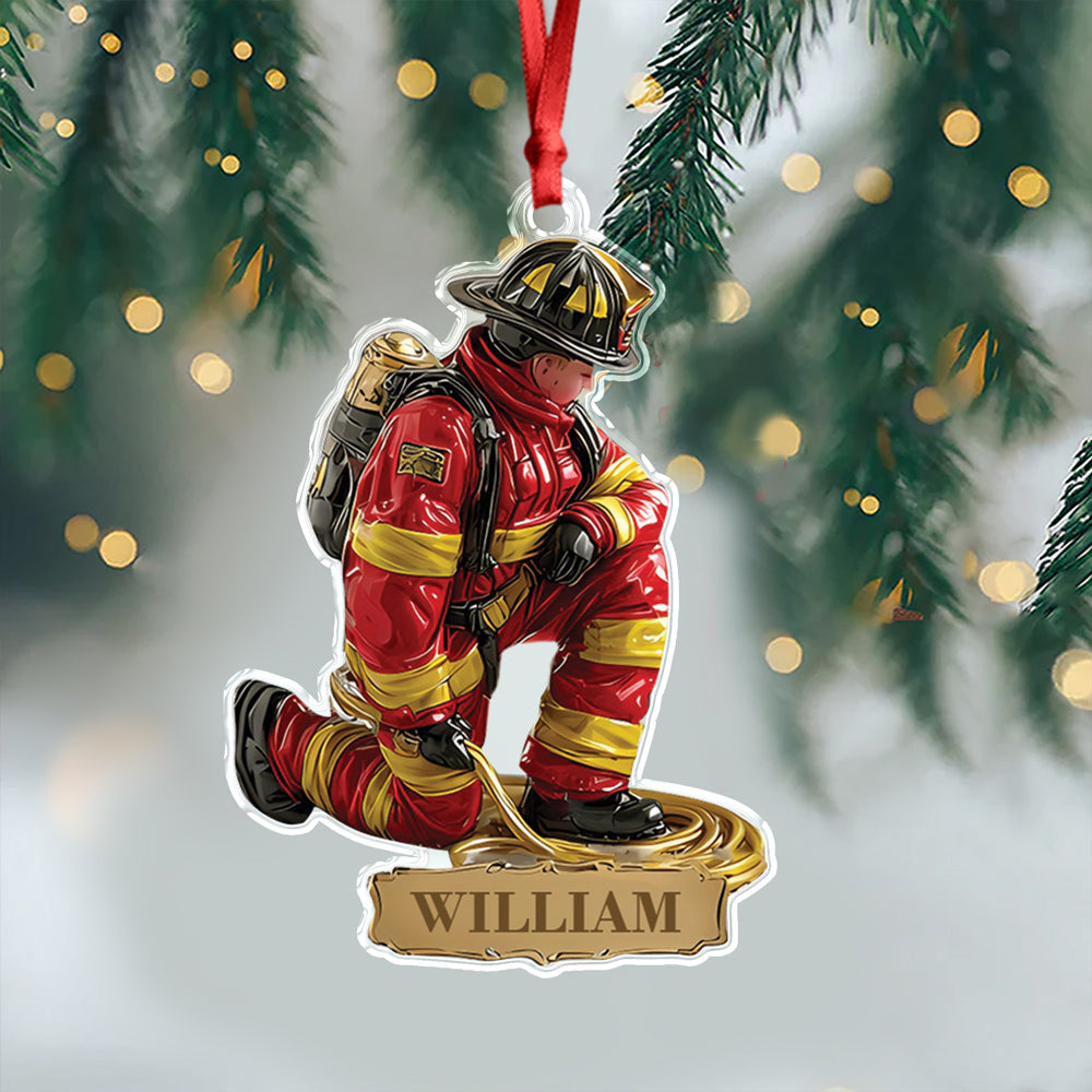 Personalized Name Proud Of Firefighter Christmas Acrylic Ornament LM32 897215