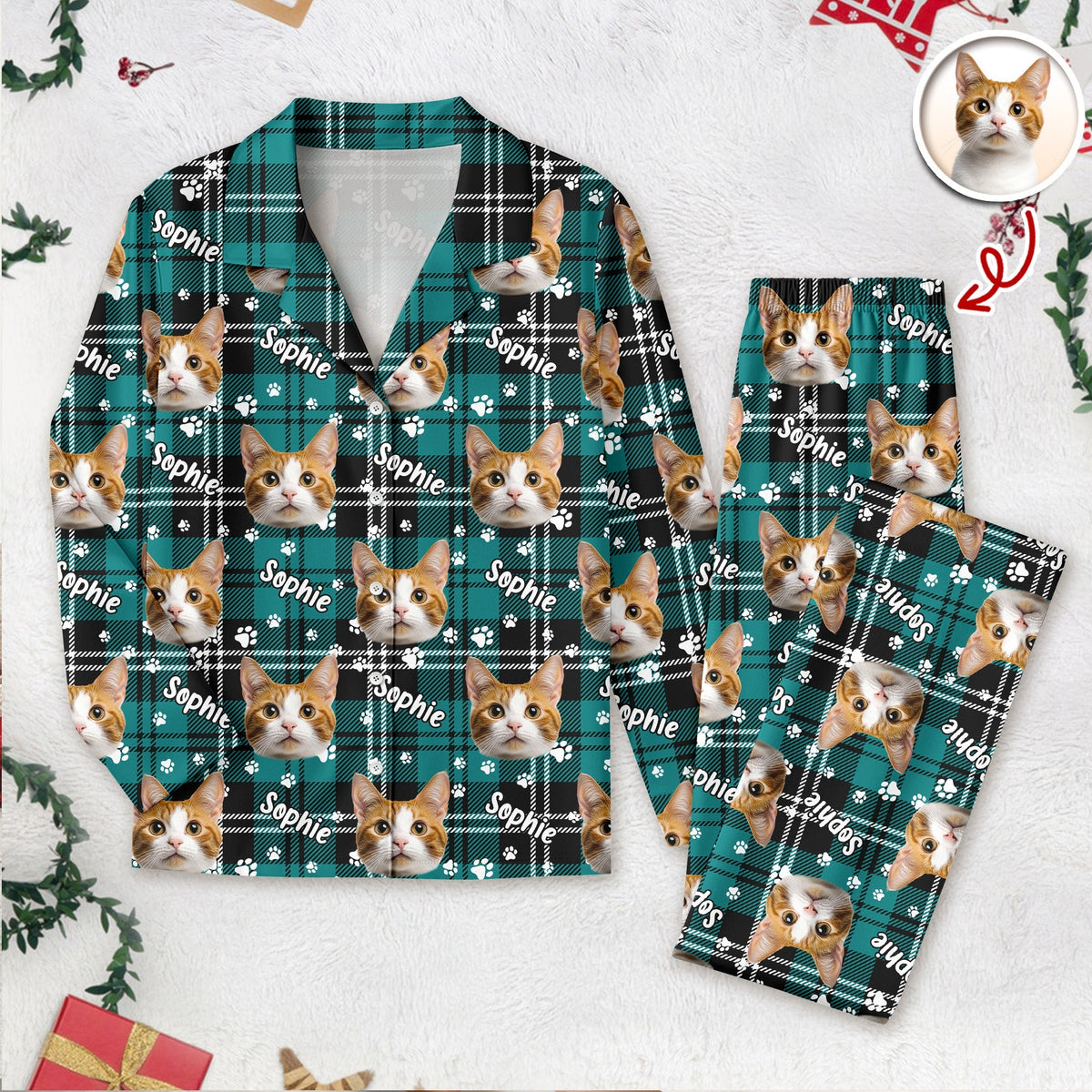 Custom Pet Face Name Christmas Pajamas Gift For Pet Lovers CH07 899950