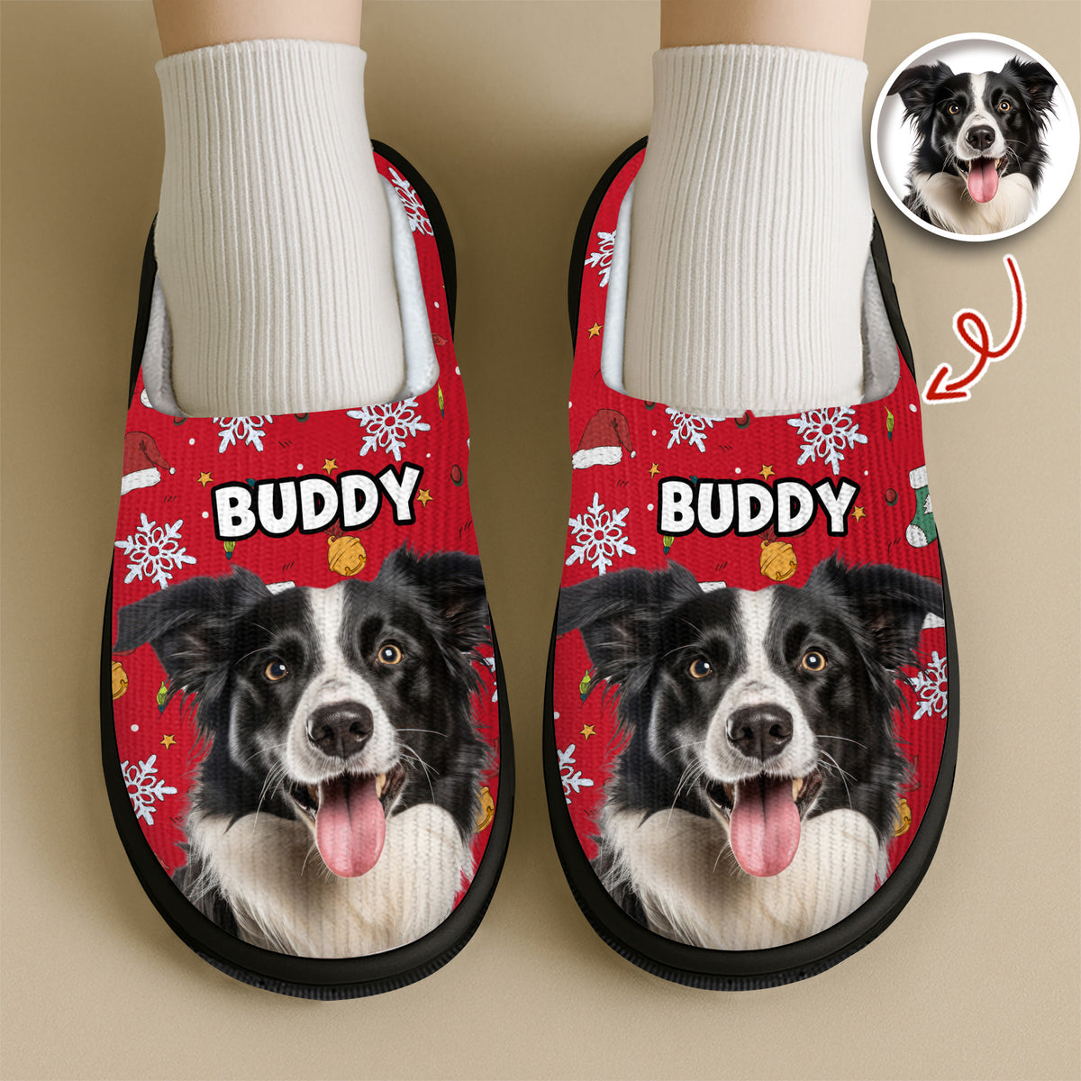 Custom Photo Dog Personalized Slippers Christmas Gift For Pet Owners HA75 897826