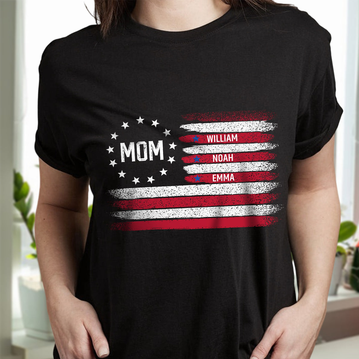 Personalized American Flag Dad Shirt - Custom Kids' Names Father's Day Dark Shirt CH07 910608