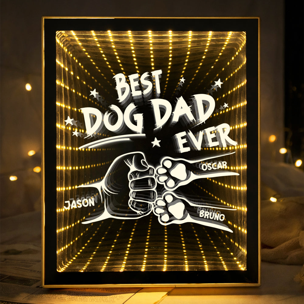 Custom Name Best Dog Dad, Dog Mom Ever Personalized Infinity Mirror Light Box HO82 901932