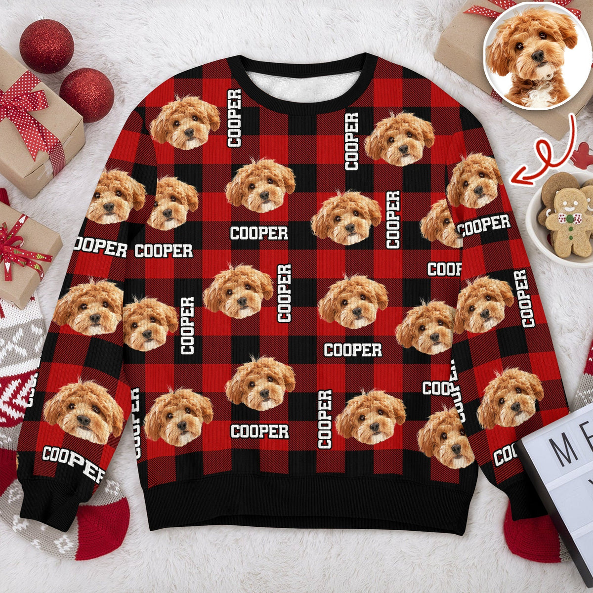 Custom Dog Photo And Name Christmas Ugly Sweater For Dog Lover TH10 896679