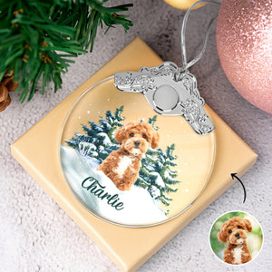 Custom Dog Photo Metal Top Glass Ornament For Christmas HA75 897170