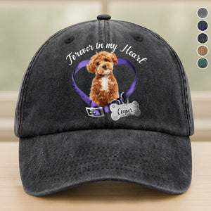 Custom Photo Forever In My Heart Memorial Washed Denim Baseball Cap HA75 892844