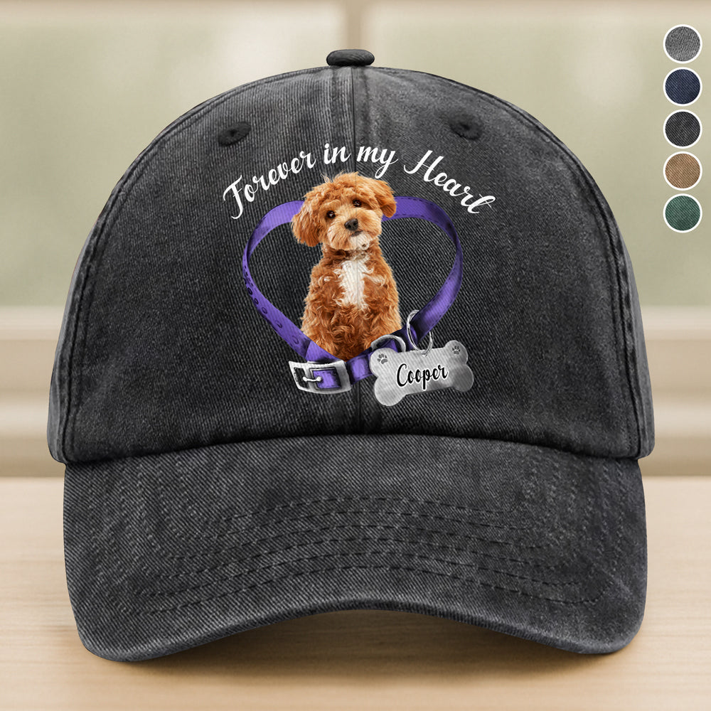 Custom Photo Forever In My Heart Memorial Washed Denim Baseball Cap HA75 892844