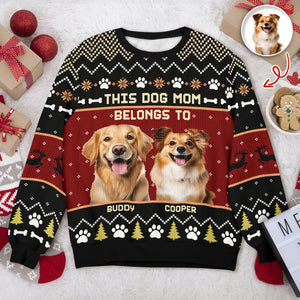 Custom Photo This Dog Mom Belongs To - Personalized Ugly Sweater For Dog Lovers HO82 900002