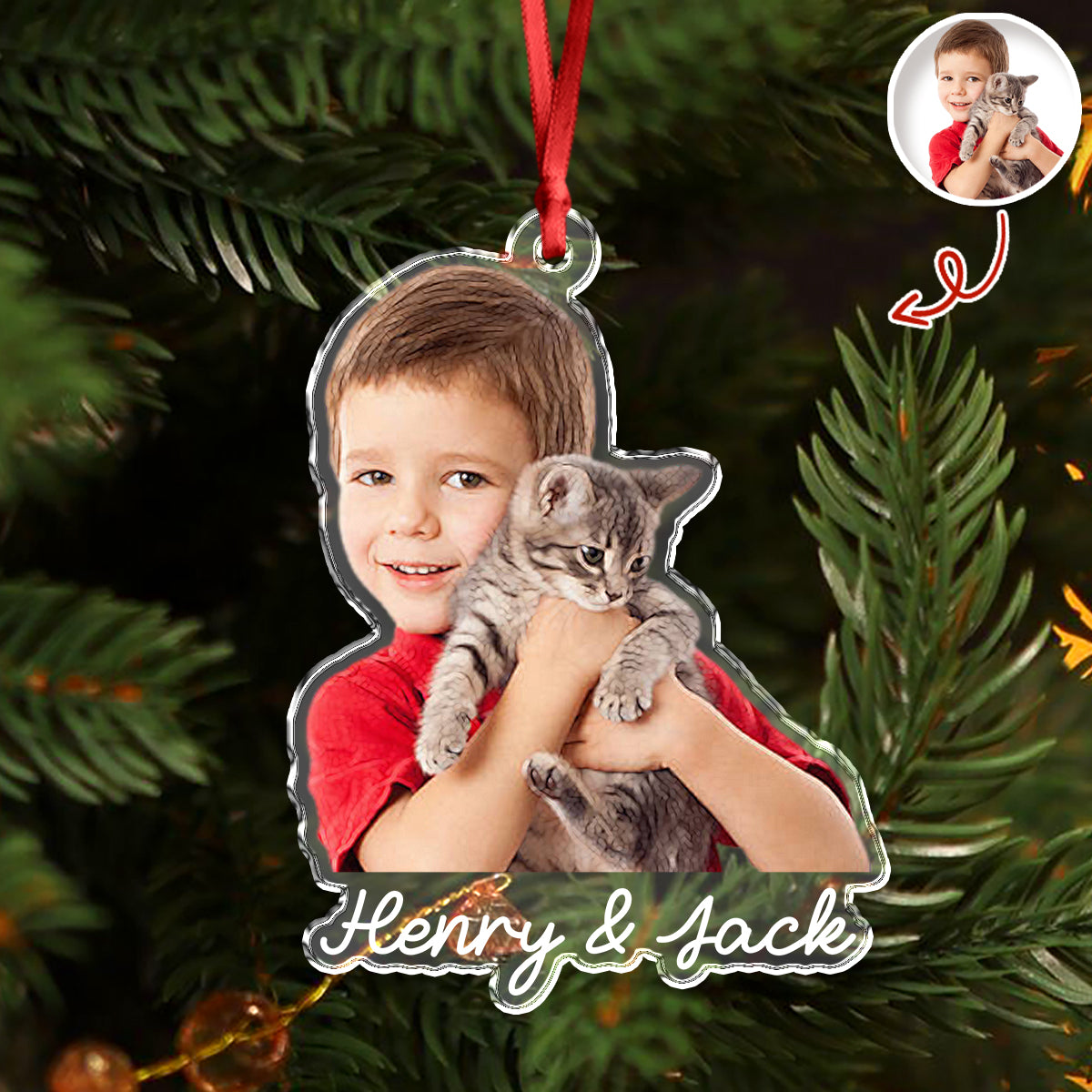 Custom Cute Cat Photo Memories 2025 Christmas Acrylic Ornament LM32 895989