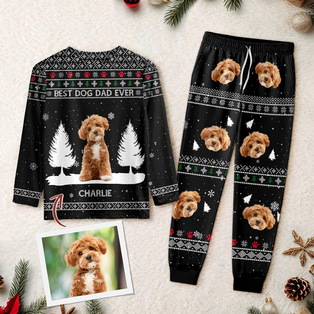 Custom Photo Best Dog Dad Mom Ever Sleepwear Christmas Gift For Dog Lovers LM32 895583