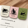 Personalized Bookish Floral Magic Cat Magnetic Leather Bookmark CH07 899536