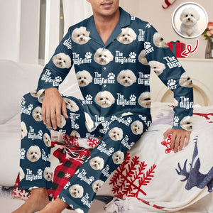 Custom Puppy Photo The Dog Father with Pawprints Design - Personalized Pajamas LM32 895753