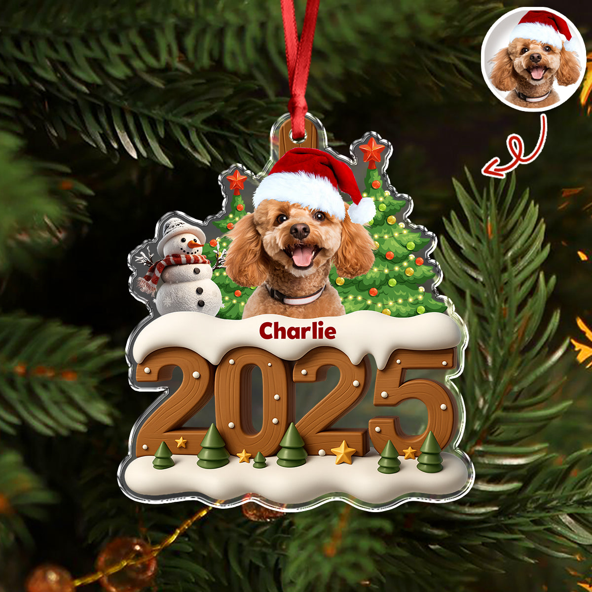 Custom Dog Photo Cozy Xmas Crew Acrylic Ornament Personalized Gift For Christmas HO82 900132