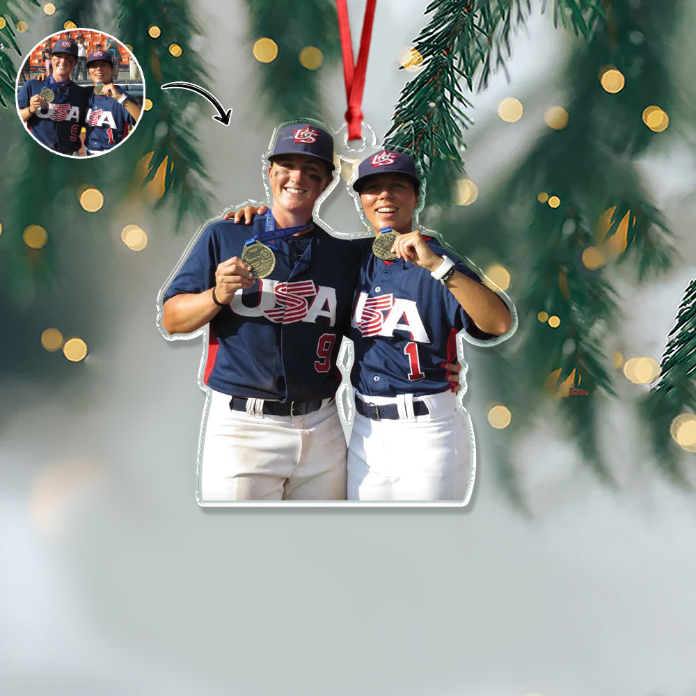 Custom Baseball Girl Besties Photo - Personalized Acrylic Ornament Gift For Baseball Lovers HO82 894680