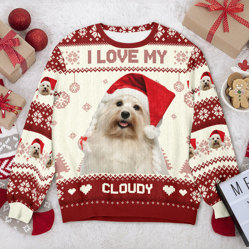 Custom Photo I Love My Dog Christmas Ugly Sweater TH10 896593