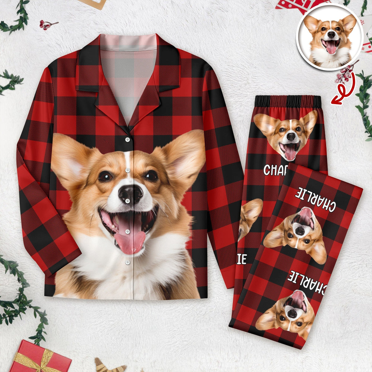 Custom Dog Photo Winter Pattern Pajamas Funny Gift For Dog Lovers CH07 896908