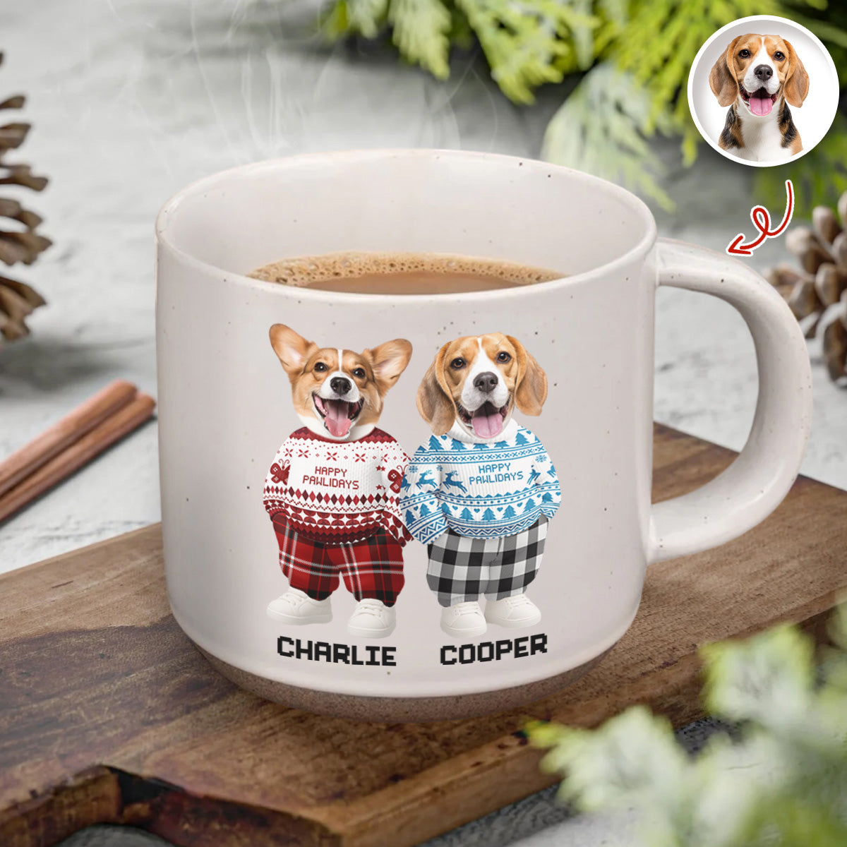 Custom Photo Dog Cat Xmas Clothes Christmas Pottery Mug For Dog Cat Lovers CH07 899316