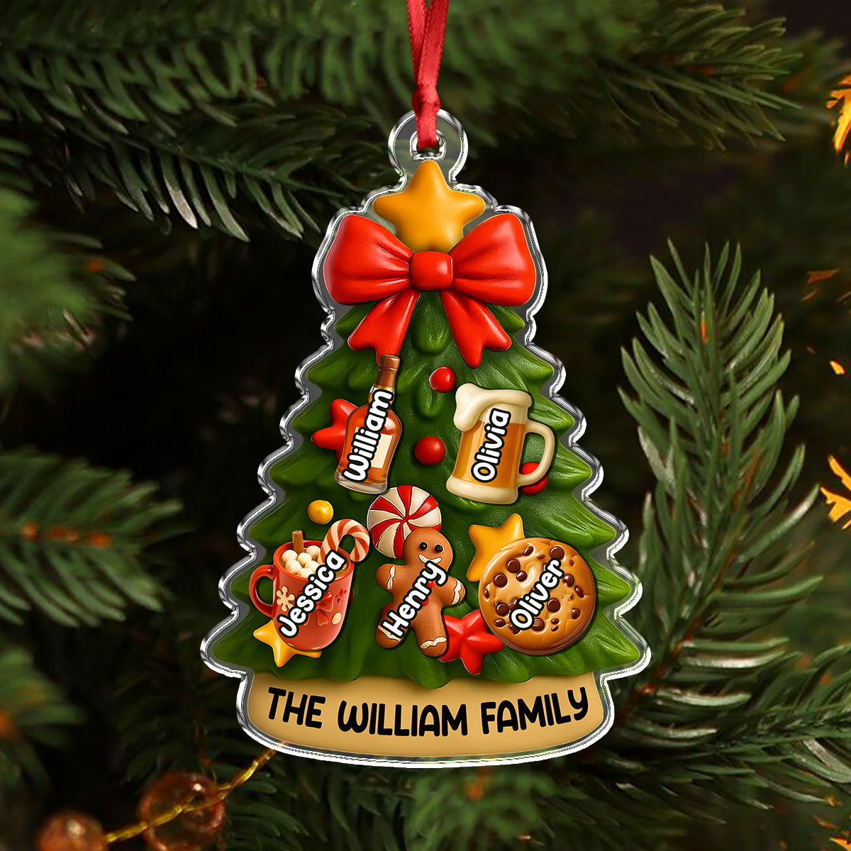 Personalized Family Christmas Tree Acrylic Ornament Custom Family Names Holiday Keepsake CH07 899638