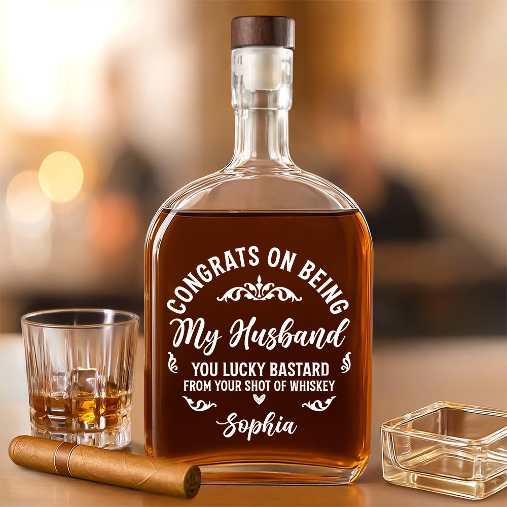 Congrats On Being My Husband Whiskey Bottle TH10 894045