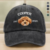 Custom Photo Dog Cat Dad Washed Denim Baseball Cap TH10 894381