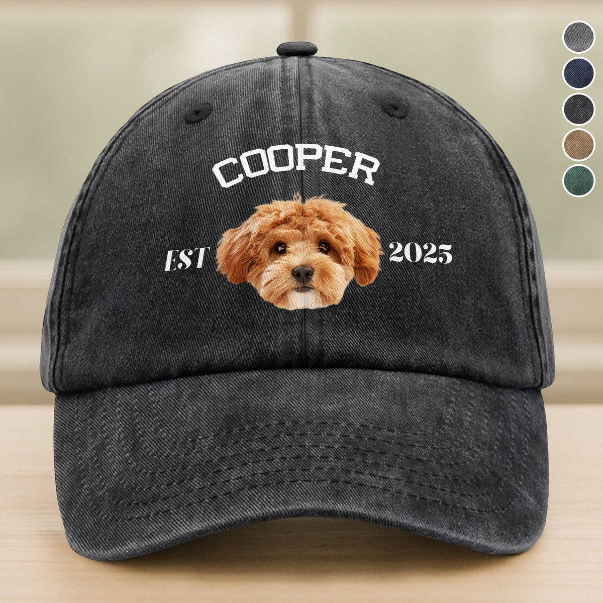 Custom Photo Dog Cat Dad Washed Denim Baseball Cap TH10 894381