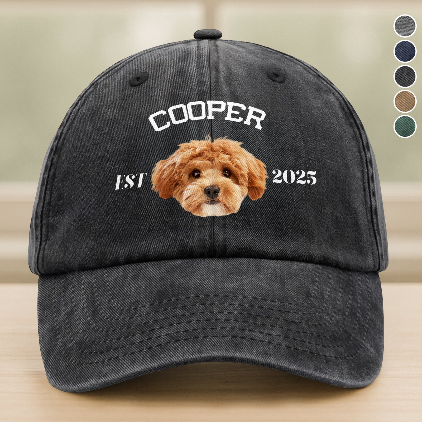 Custom Photo Dog Cat Dad Washed Denim Baseball Cap TH10 894381