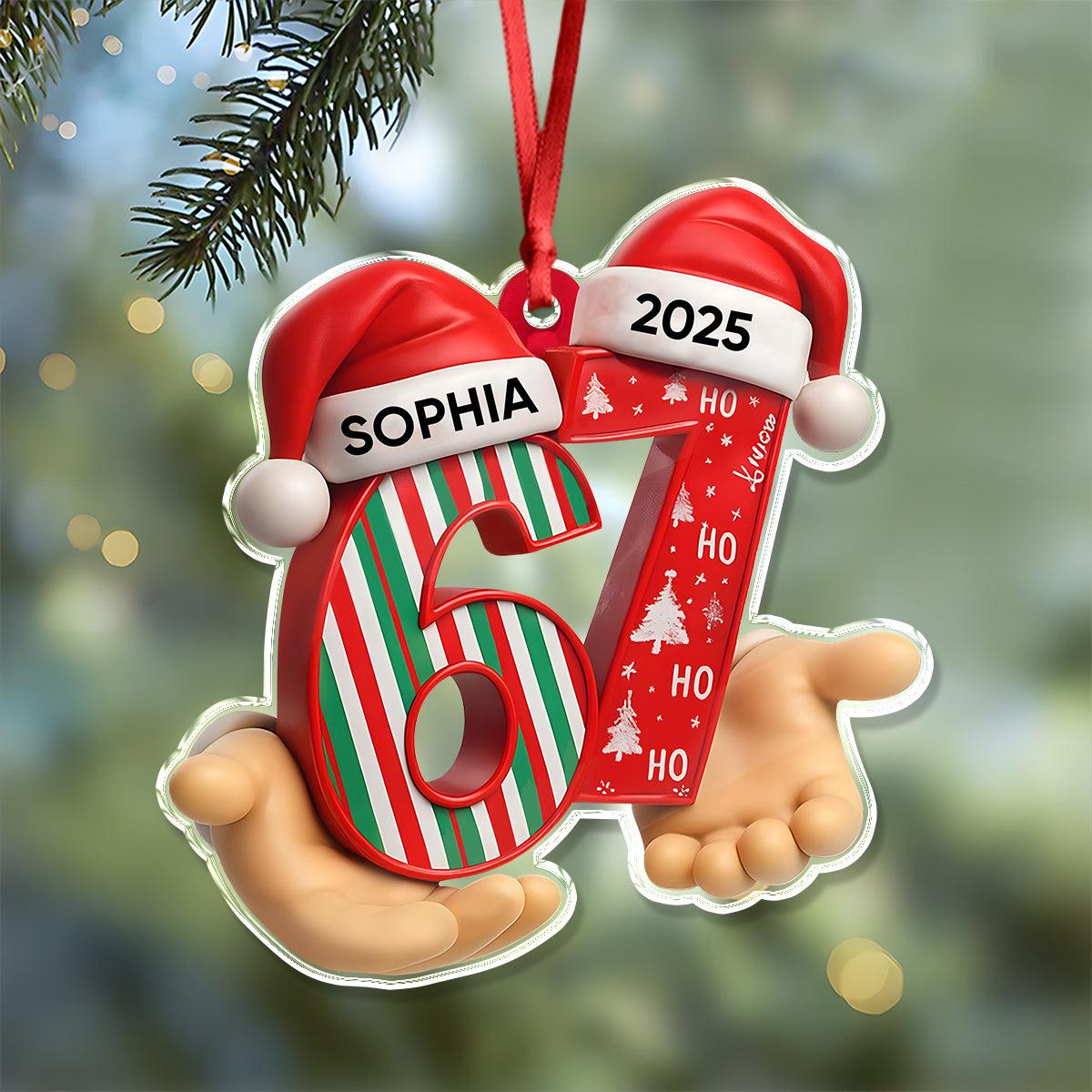 Custom Name and Year 67 Acrylic Ornament Funny Six Seven Ornament Christmas Gift CH07 899158