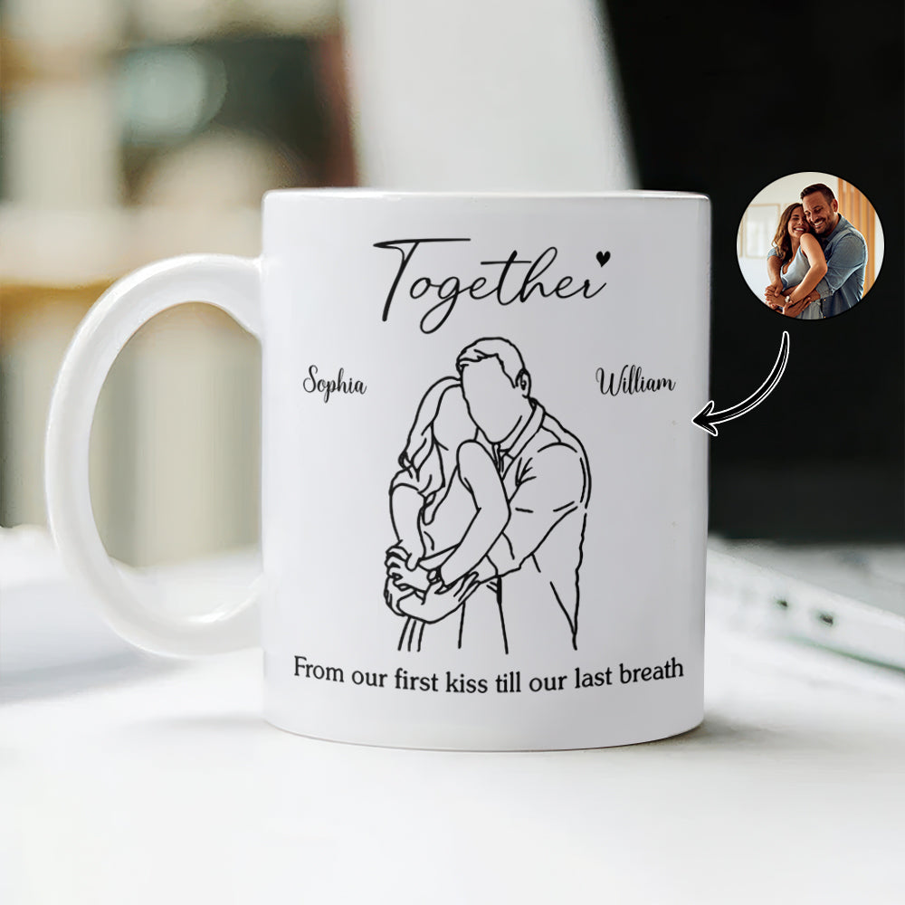 Custom Photo Anniversary Wedding Gifts For Husband And Wife, Him And Her White Mug CH07 899842