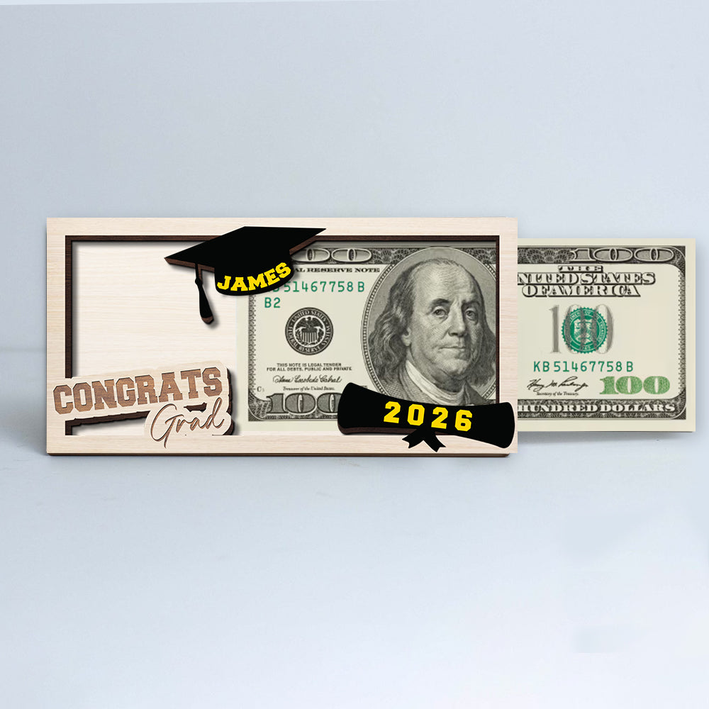 Custom Name Congratulations Class Of 2026 Wood Money Holder CH07 895514