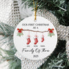 Our First Christmas As A Stocking Family Of Three Ceramic Ornament LM32 893999