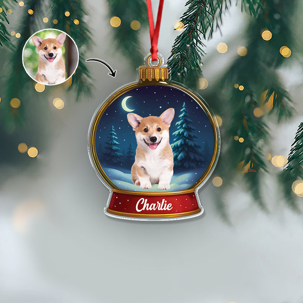 Custom Dog Photo Snow Globe With Name Acrylic Ornament Christmas Gift For Dog Lover CH07 896814