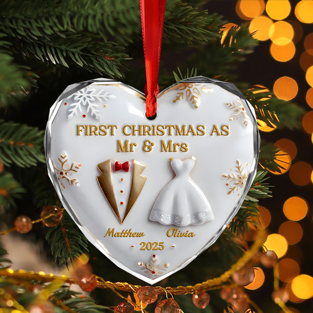 Our First Christmas Together Heart Glass Ornament Personalized Wedding Anniversary Christmas Ornament CH07 896944