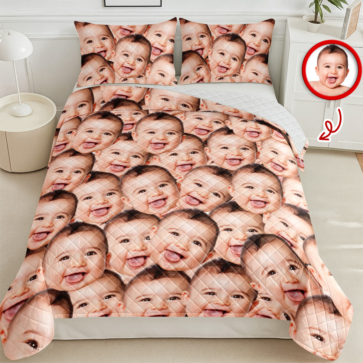 Custom Funny Photo Portrait Bedding Set Birthday, Christmas Gift For Family CH07 899650