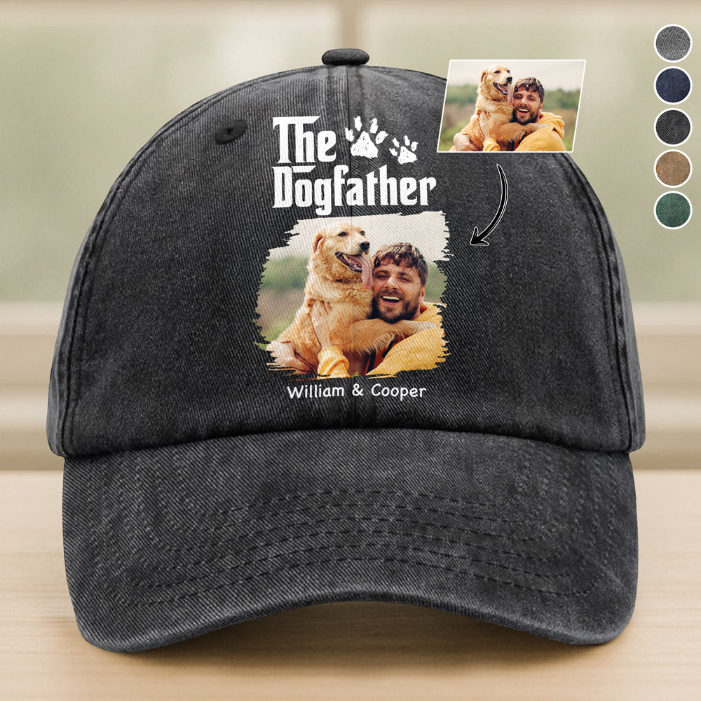 Custom Photo Dog Mother Father Washed Denim Baseball Cap HA75 897686