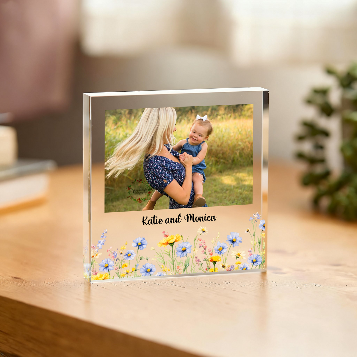 Custom Photo Floral Frame Acrylic Block Plaque Gift For Birthday, Mother's Day LM32 899431