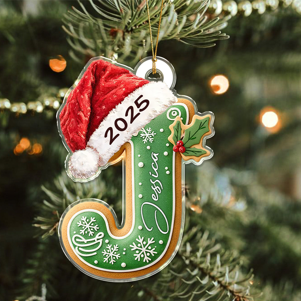 Personalized Gingerbread Letter Acrylic Ornament Gift For Mom, Dad, Brother, Sister, Kids HO82 900706