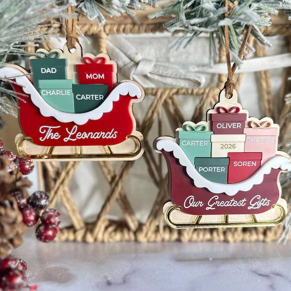 Personalized Name Sleigh Ornament, Family Keepsake, Christmas Gifts HO82 904304