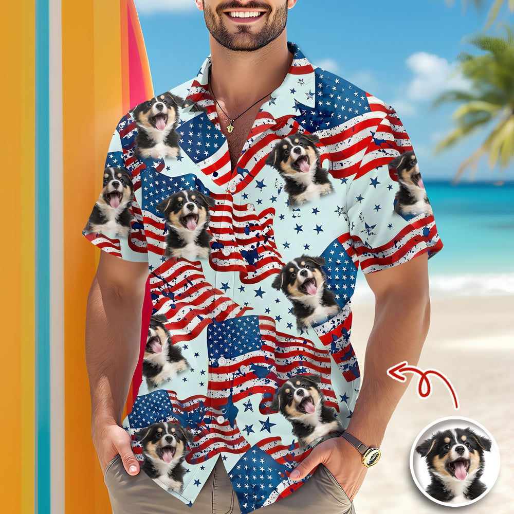 Custom Dog, Cat Photo American Eagle Flag Independence Hawaii Shirt LM32 897919