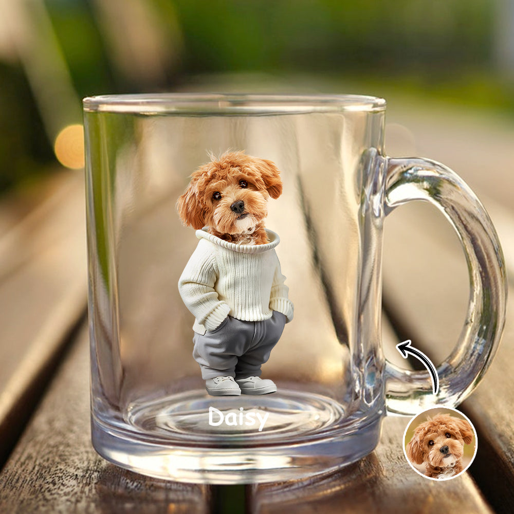 Custom Photo And Name Dog Glass Mug For Dog Pet Lovers CH07 896658