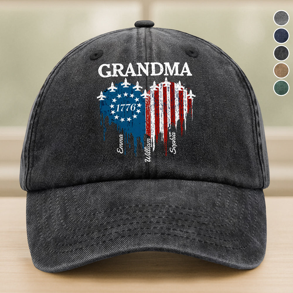 Custom Name American Grandma Washed Denim Baseball Cap CH07 910550