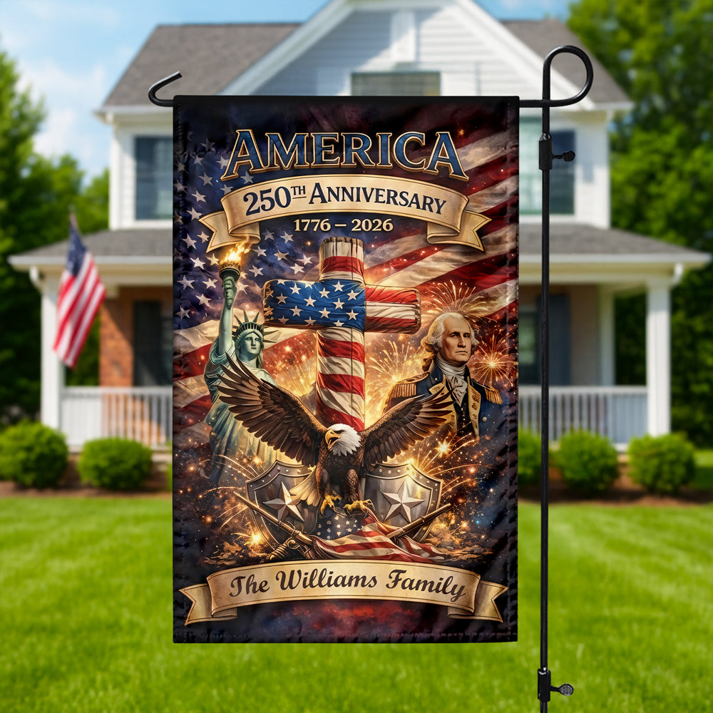 Custom Family Name America 250th Anniversary Garden Flag TH10 898823