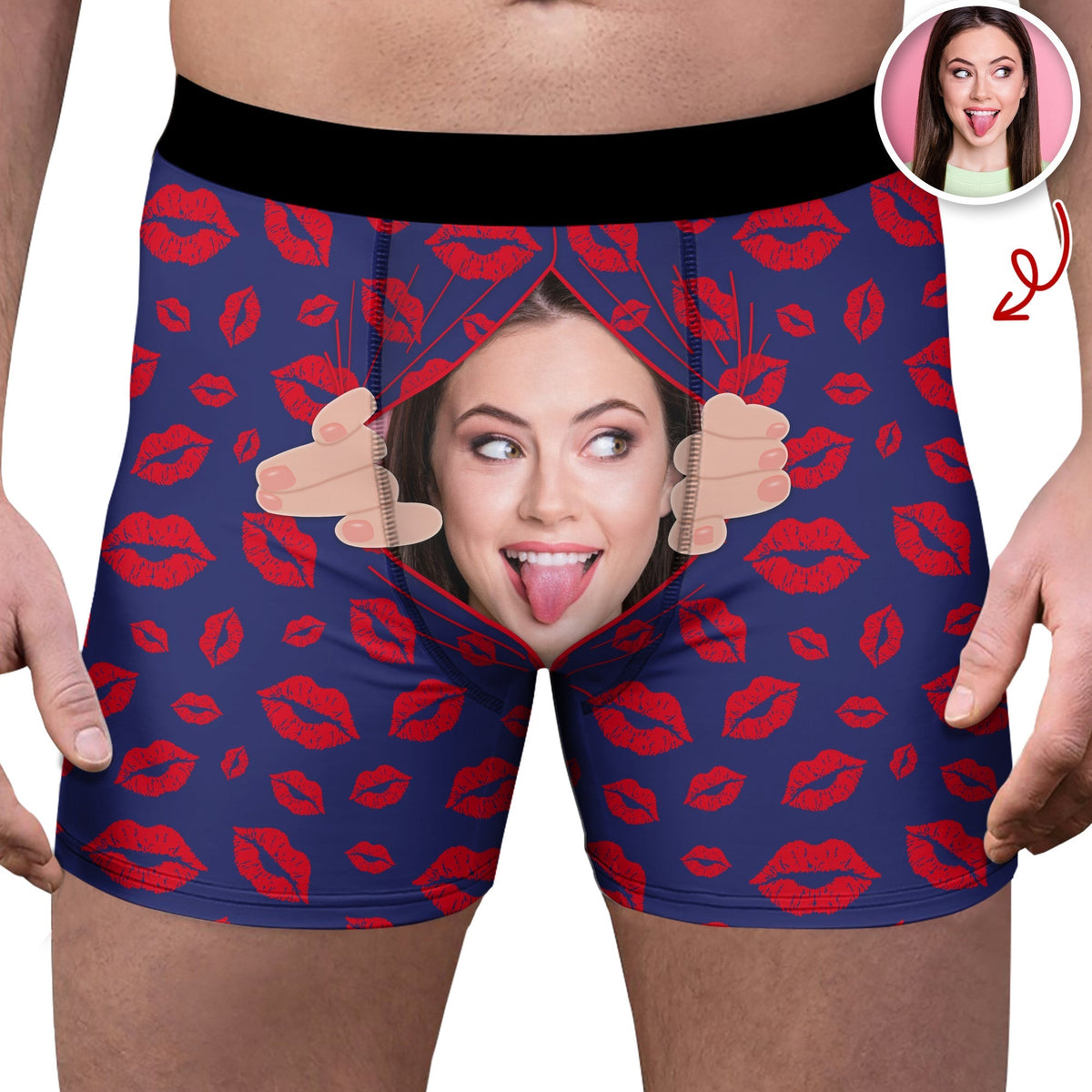 Personalized Funny Face Men's Boxer Brief, Custom Underwear for Him, Valentine, Anniversary Gift CH07 895592