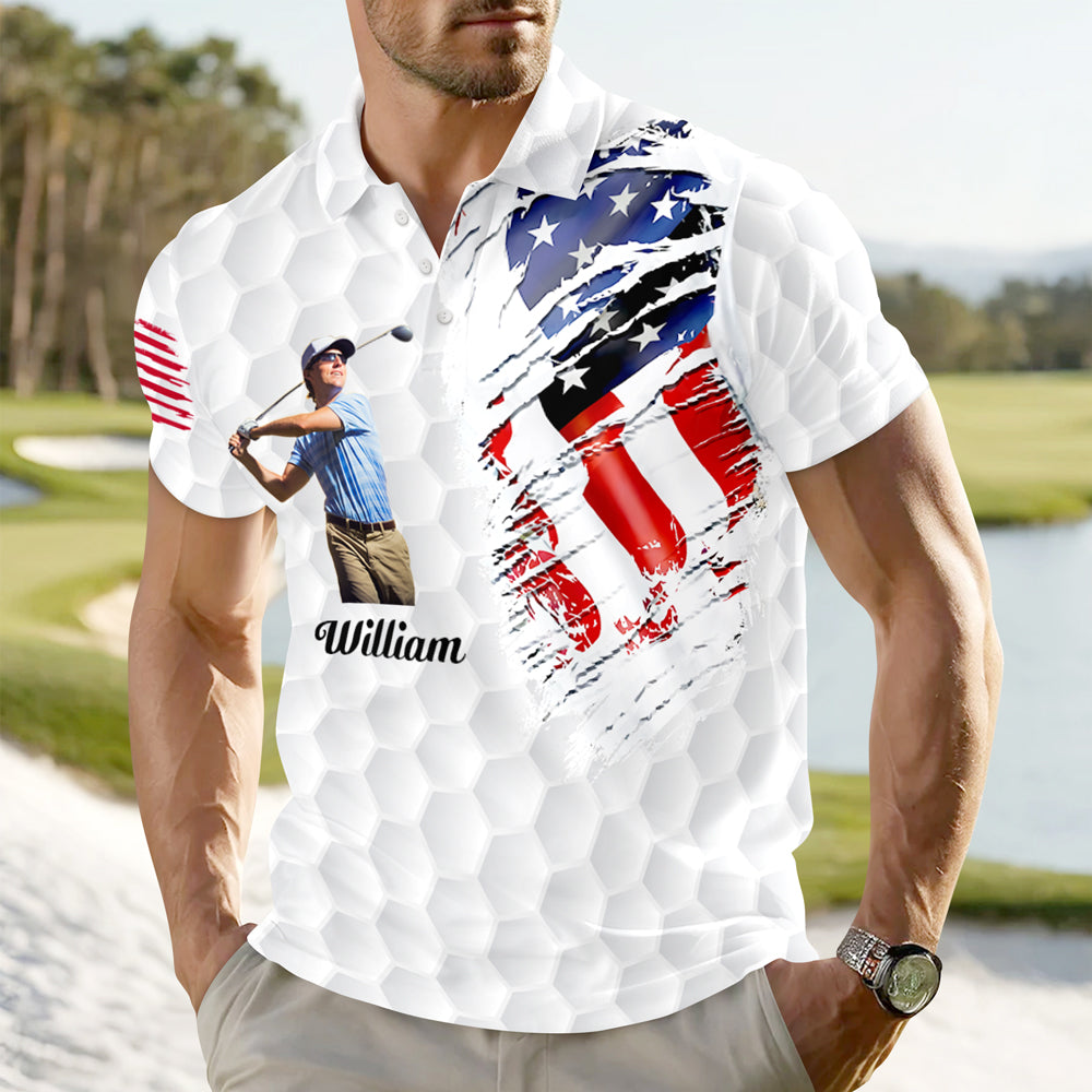 Custom Photo US Flag Polo Shirt For Golfer TH10 898095