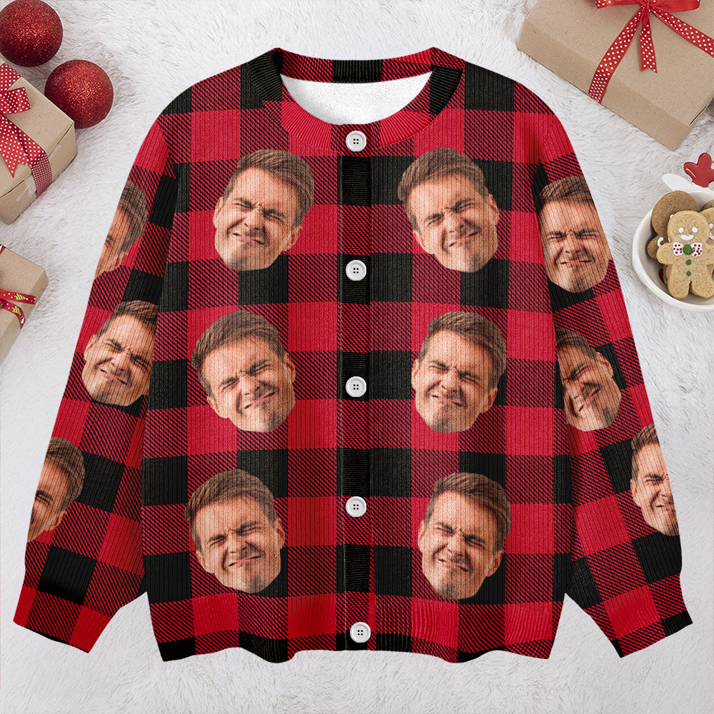 Custom Face Photo With Christmas Pattern Ugly Cardigan CH07 899820