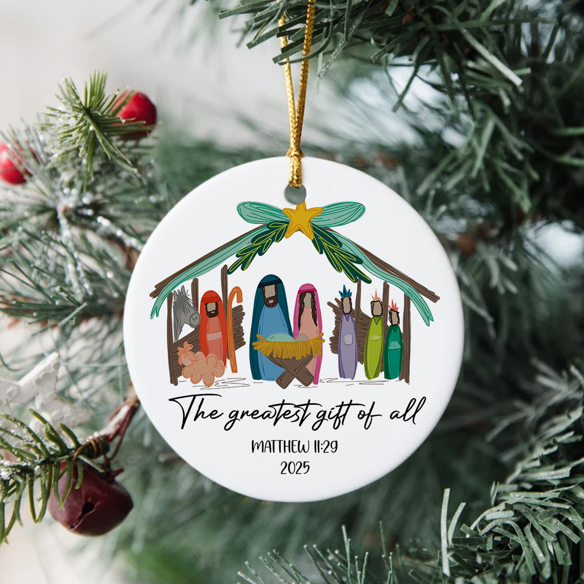 The Greatest Gift of All - Personalized Nativity Christmas Ceramic Ornament LM32 895719