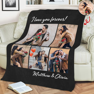 Custom Photo I Love You Forever Valentine Gift Blanket For Couple TH10 896861