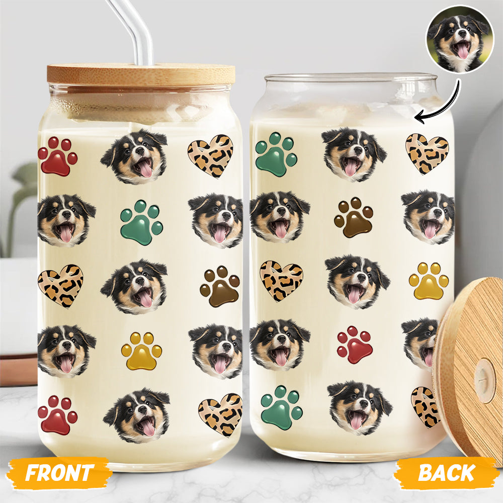 Custom Dog Cat Pet Photo Glass Can With Lid Gift for Pet Lovers HA75 898296
