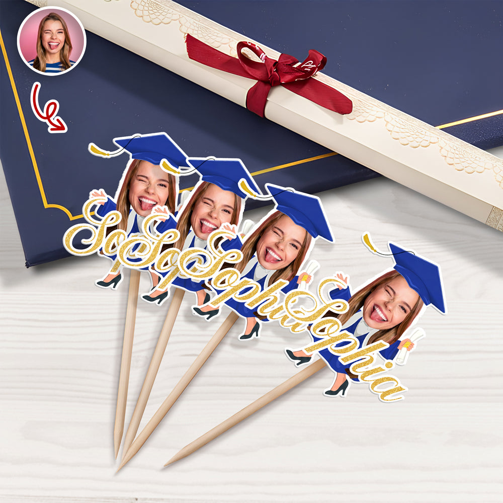 Custom Face Graduation Cupcake Topper - Congrats Grad Party Favors, Senior Cake Decor HO82 901496