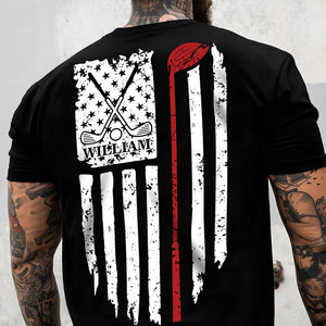 Personalized Name American Flag Golf Back Personalized Back Side Dark Shirt HA75 898632