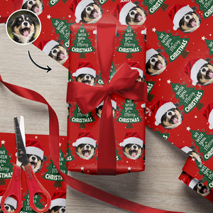 Funny Dog Santa Face Wrapping Paper We Wish You A Merry Christmas Wrapping Paper CH07 895472